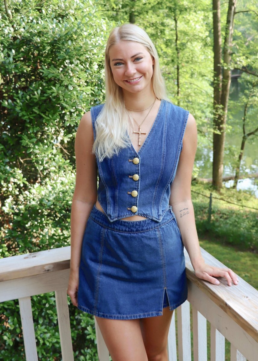 Keepin' It Classy Denim Vest - Dark Wash - MerciGrace BoutiqueVest