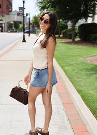 Knit Button Vest - Beige/Brown - MerciGrace BoutiqueVest