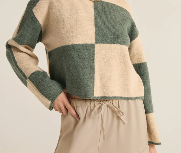 Rosi Blocked Sweater-Palm Green