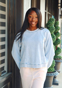 LAX Knit Denim Sweatshirt - Washed Indigo - MerciGrace BoutiqueSweatshirt
