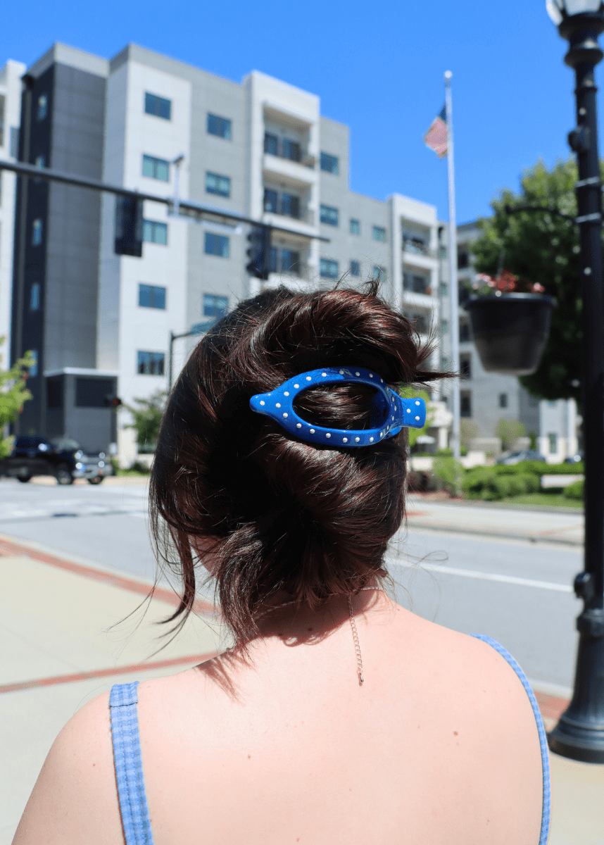 Lay Down 2.0 Claw Clip - Polka Dot/Royal Blue