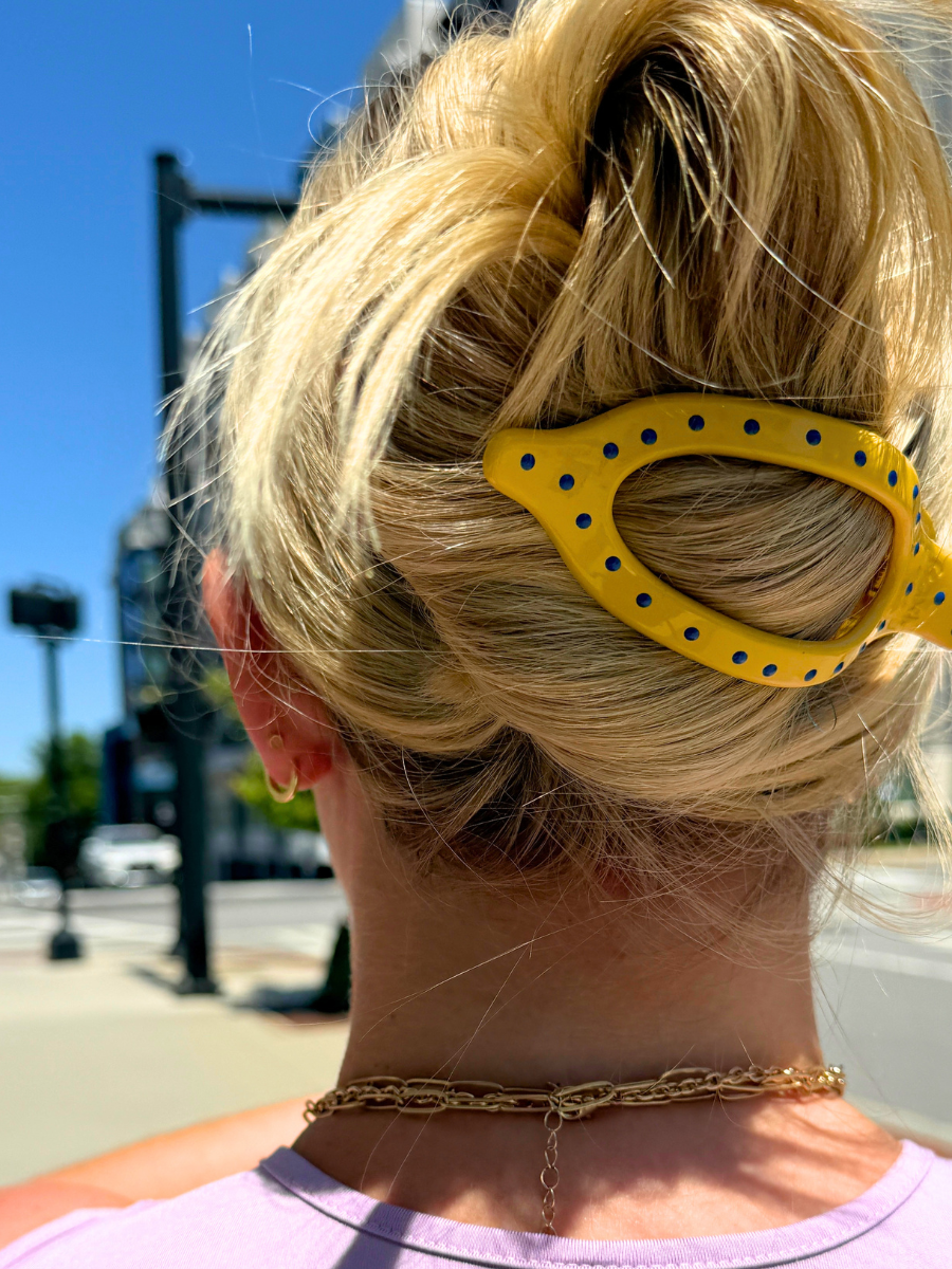 Lay Down 2.0 Claw Clip - Polka Dot/Yellow - MerciGrace BoutiqueHair Clips