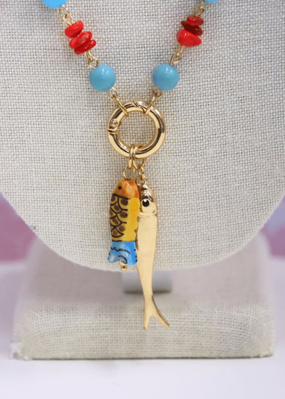 Layered Sealife Multi Charm Necklace - Tortoise/Gold - MerciGrace BoutiqueNecklace