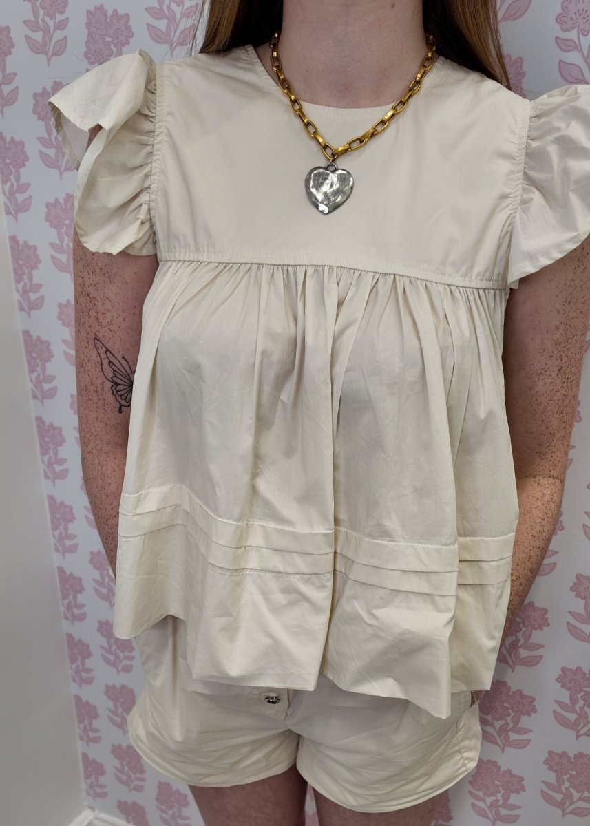 Leah Babydoll Top - Cream - MerciGrace BoutiqueSet
