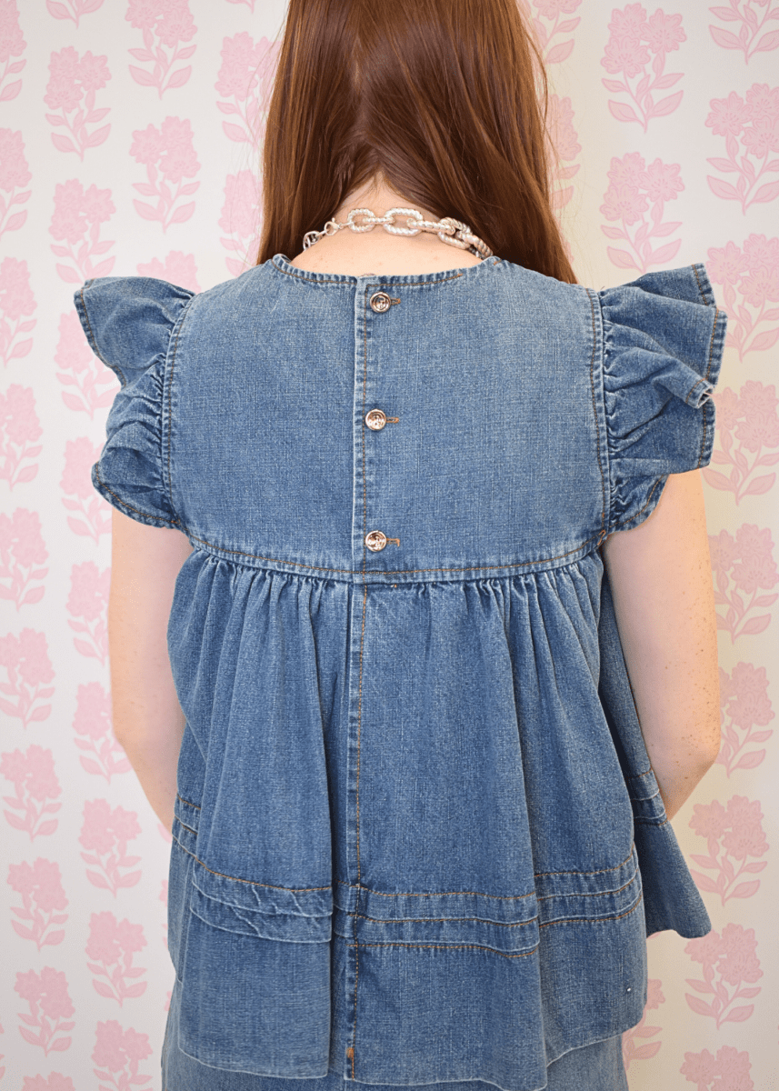 Leah Babydoll Top - Denim - MerciGrace Boutique