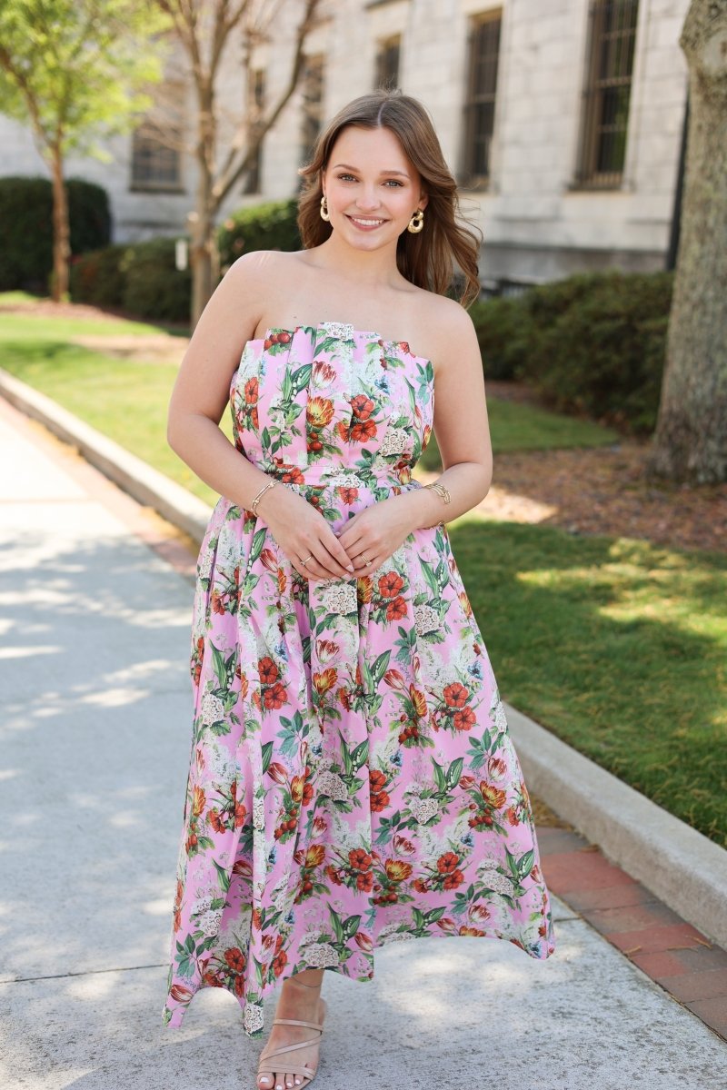 Lennon Floral Midi Dress - Pink/Multi - MerciGrace BoutiqueDresses