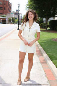 Live Happy Romper - Ivory - MerciGrace BoutiqueRomper