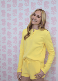 Long Sleeve Waffle Knit Shorts Set - Butter Yellow - MerciGrace BoutiqueSet