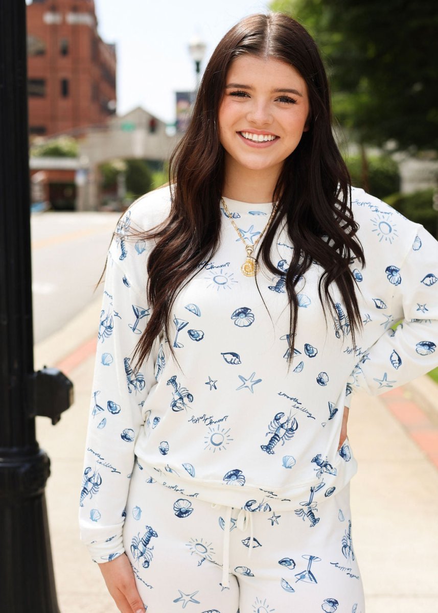 Lost at Sea Long Sleeve Top - Vanilla Ice - MerciGrace BoutiqueTop