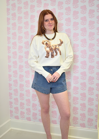 Cute doodle puppy sweater perfect for everyday outfits