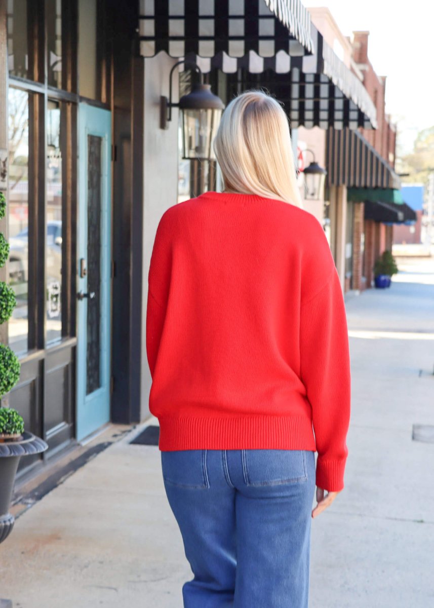 Love Notes Boyfriend Sweater - Cherry - MerciGrace BoutiqueSweater