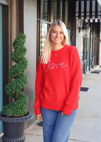 Love Notes Boyfriend Sweater - Cherry - MerciGrace BoutiqueSweater