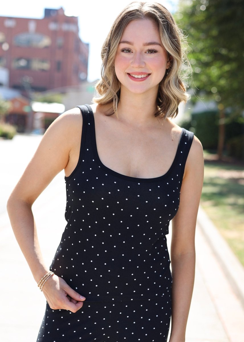 Luxe Dot Tank - Black/ White - MerciGrace BoutiqueLounge