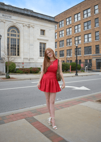Madelyn Linen Dress - Red - MerciGrace BoutiqueDress