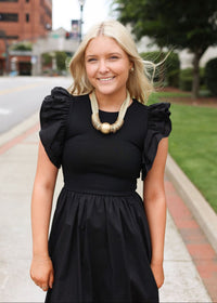 Madison Mixed Media Midi Dress - Black - MerciGrace BoutiqueDress