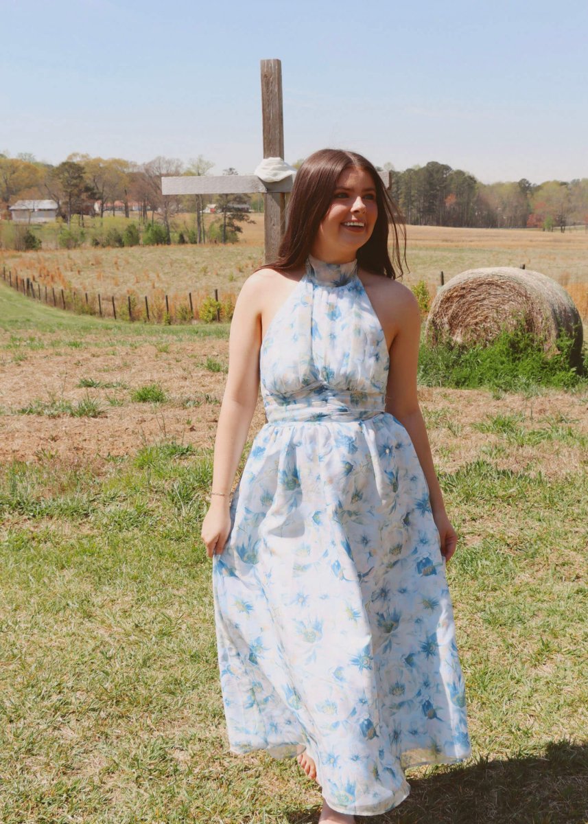 Maggie Magnolia Midi Dress - Blue/Multi - MerciGrace BoutiqueDress