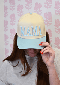 MAMA Vintage Trucker Hat - Baby Blue - MerciGrace Boutique