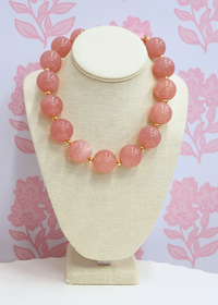 Marble Acrylic Bead Necklace - Light Pink - MerciGrace BoutiqueNecklace