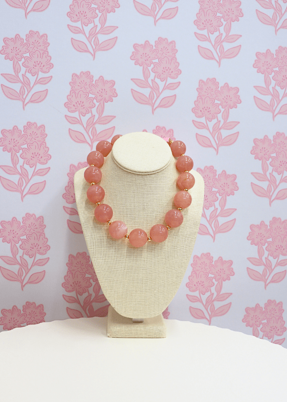 Marble Acrylic Bead Necklace - Light Pink - MerciGrace BoutiqueNecklace