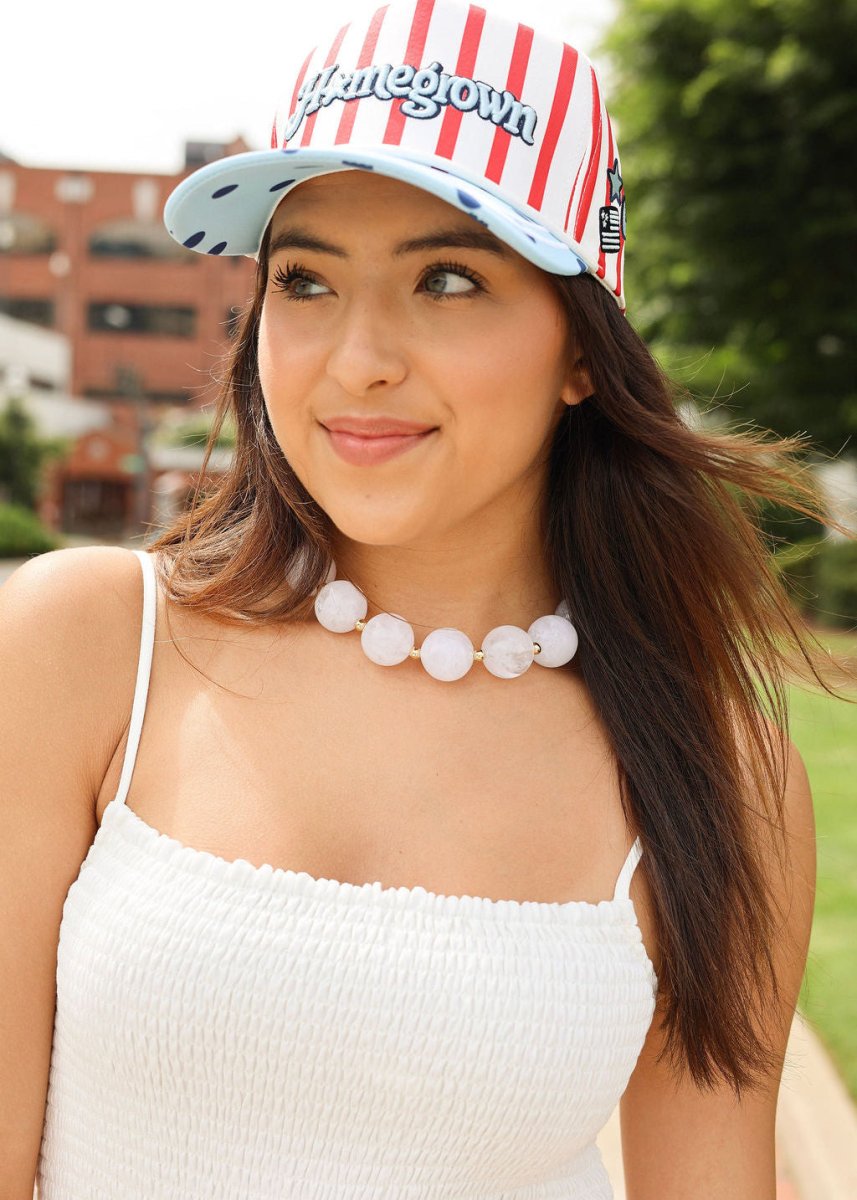 Marble Acrylic Bead Necklace - White