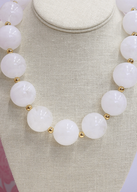 Marble Acrylic Bead Necklace - White - MerciGrace BoutiqueNecklace