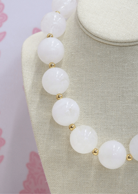 Marble Acrylic Bead Necklace - White - MerciGrace BoutiqueNecklace