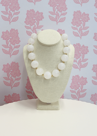 Marble Acrylic Bead Necklace - White - MerciGrace BoutiqueNecklace
