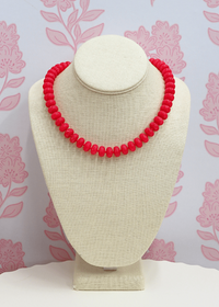 Marble Bead Necklace - Fuchsia/Gold - MerciGrace BoutiqueNecklace