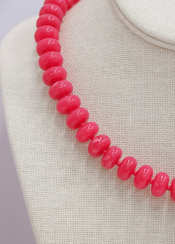Marble Bead Necklace - Fuchsia/Gold - MerciGrace BoutiqueNecklace