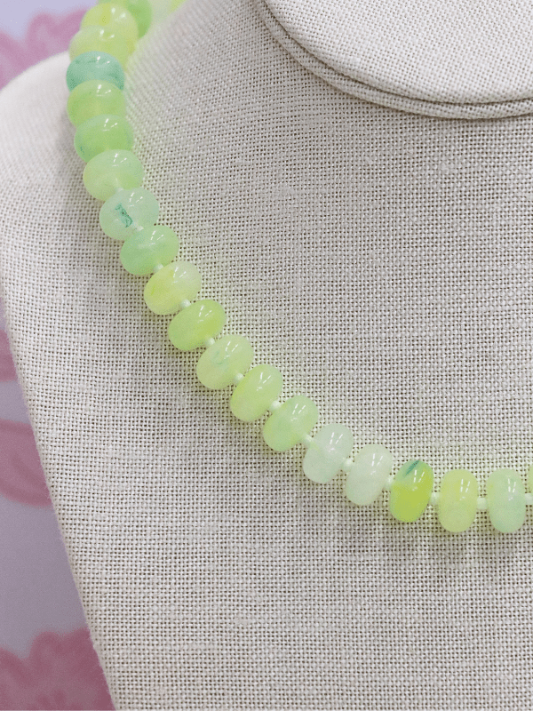 Marble Bead Necklace - Light Green/Gold - MerciGrace BoutiqueNecklace