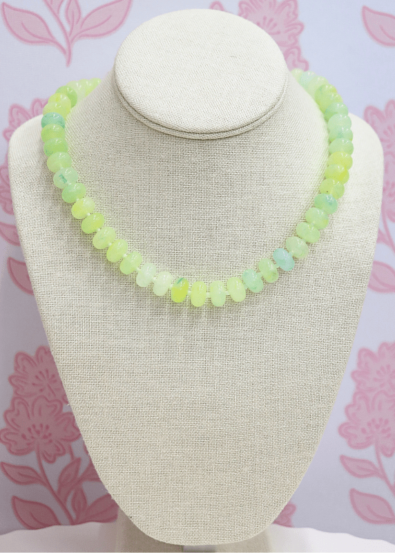 Marble Bead Necklace - Light Green/Gold - MerciGrace BoutiqueNecklace