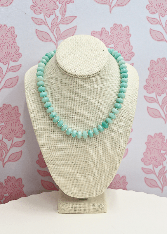 Marble Bead Necklace - Mint/Gold