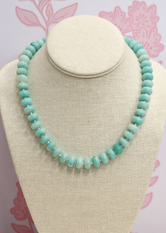 Marble Bead Necklace - Mint/Gold - MerciGrace BoutiqueNecklace