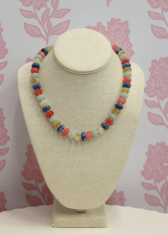 Marble Bead Necklace - Multi/Gold - MerciGrace BoutiqueNecklace