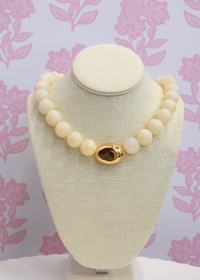 Ivory marble stone ball necklace with organic accent details