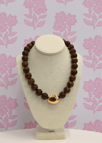 Marble Stone Ball & Accent Organic Necklace - Brown - MerciGrace BoutiqueNecklace