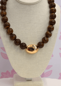 Marble Stone Ball & Accent Organic Necklace - Brown - MerciGrace BoutiqueNecklace