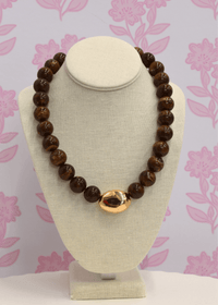 Marble Stone Ball & Accent Organic Necklace - Brown - MerciGrace BoutiqueNecklace
