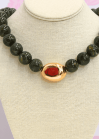 Marble Stone Ball & Accent Organic Necklace - Green - MerciGrace BoutiqueNecklace