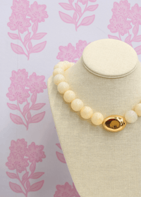 Marble Stone Ball & Accent Organic Necklace - Ivory - MerciGrace BoutiqueNecklace