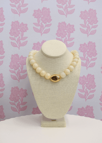 Marble Stone Ball & Accent Organic Necklace - Ivory - MerciGrace BoutiqueNecklace