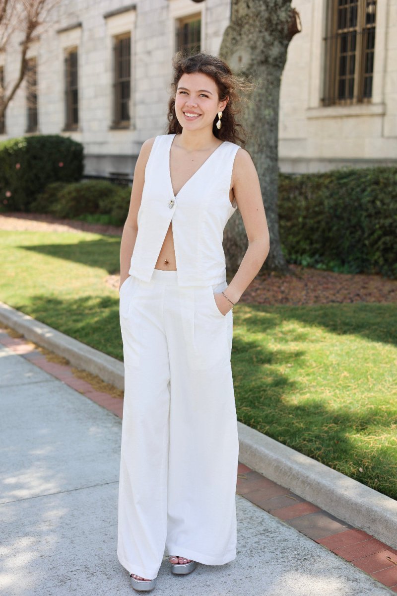 Marlowe Linen Pant - White - MerciGrace BoutiquePants