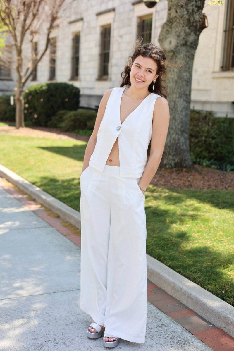 Marlowe Linen Pant - White - MerciGrace BoutiquePants