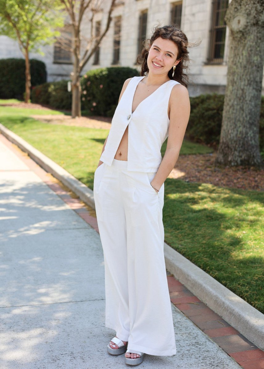 Marlowe Linen Pant - White - MerciGrace BoutiquePants
