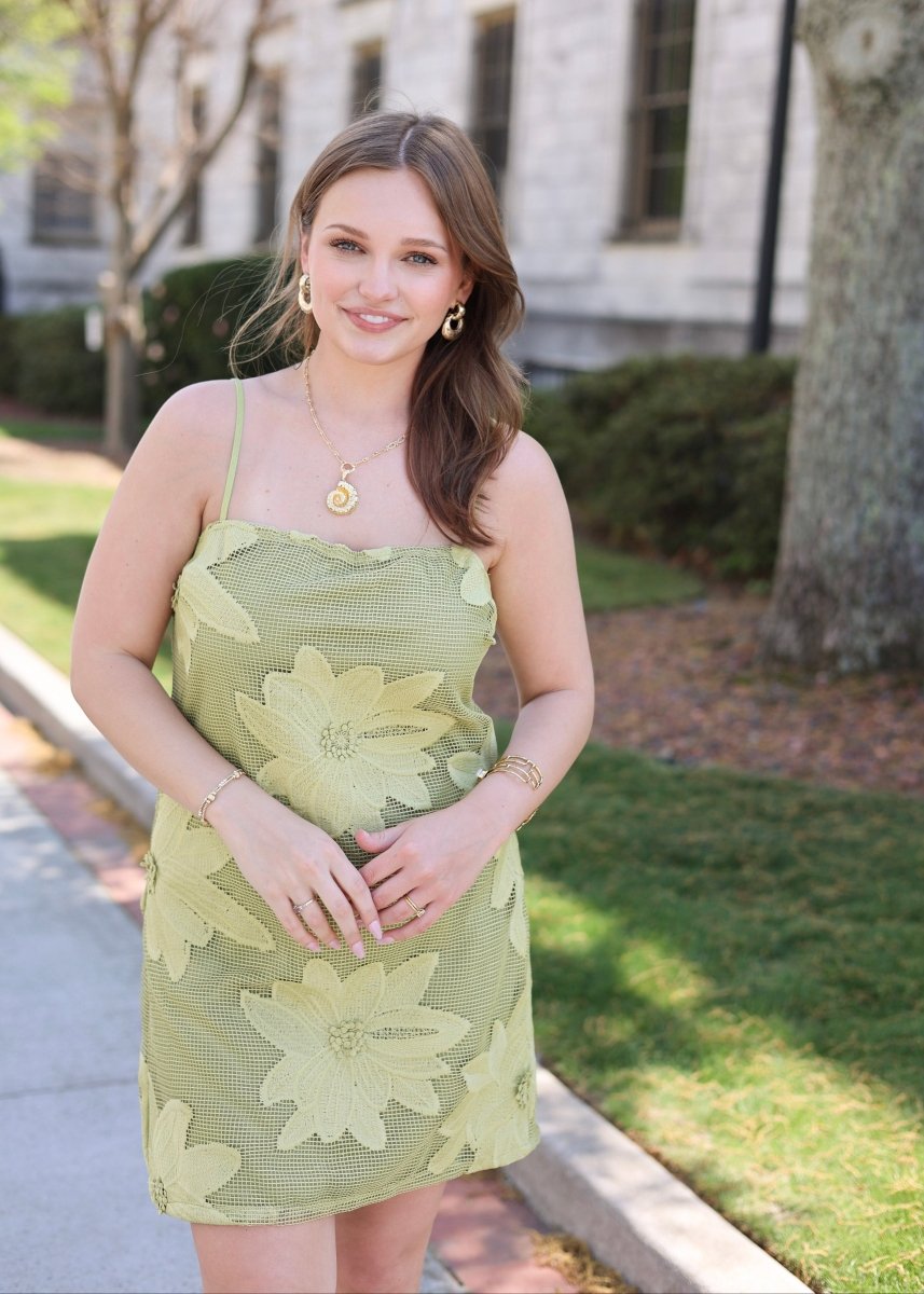 Meadow Bloom Mini Dress - Chartreuse - MerciGrace BoutiqueDress