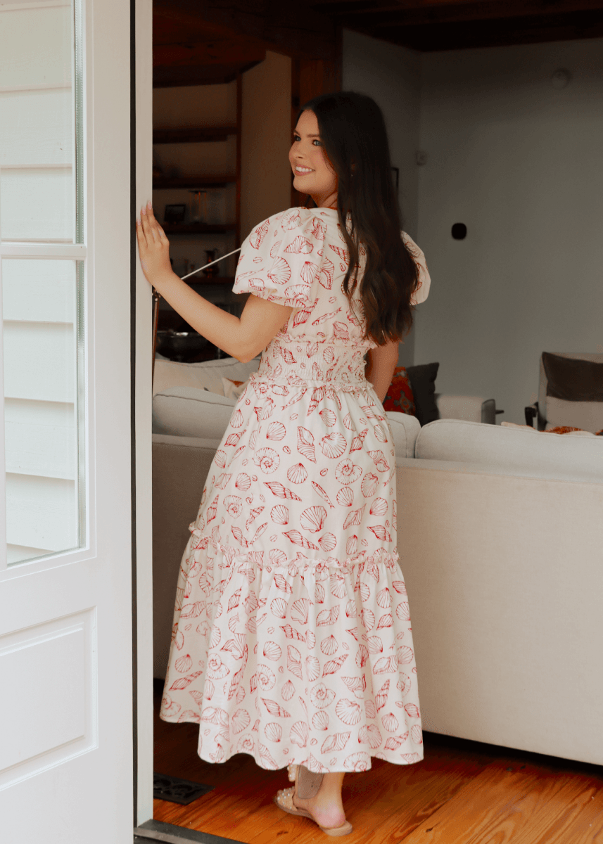 Meet Me At Beach Midi Dress - Red/Multi - MerciGrace BoutiqueDress