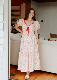 Meet Me At Beach Midi Dress - Red/Multi - MerciGrace BoutiqueDress