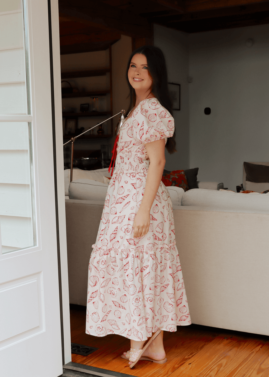 Meet Me At Beach Midi Dress - Red/Multi - MerciGrace BoutiqueDress