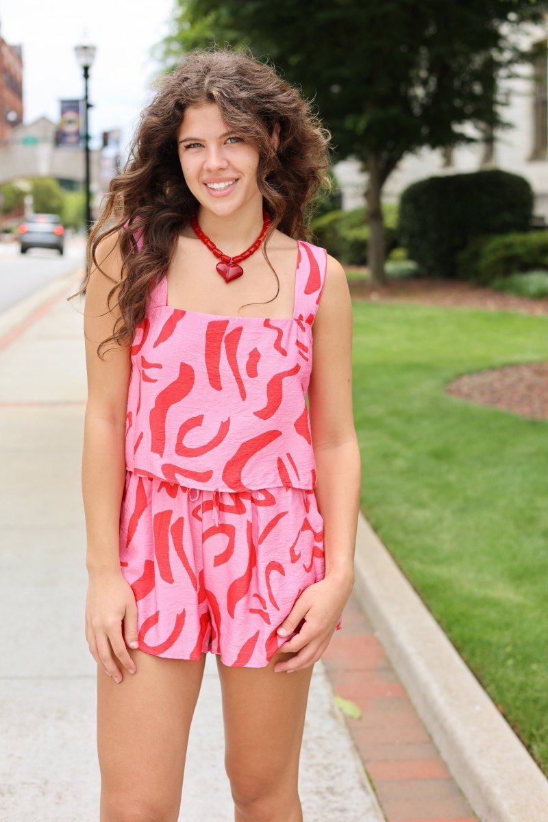 Meet Me on Campus Red and Pink Matching Set - MerciGrace BoutiqueSet
