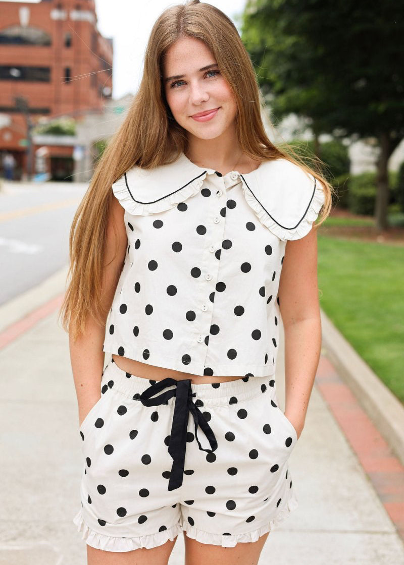 Meggy Dot Top - Cream/Black - MerciGrace BoutiqueTop